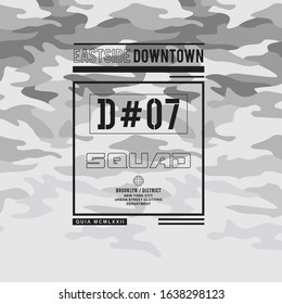 Camouflage army squad typography, tee shirt graphics, vectors
