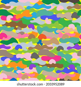 Camouflage baby pattern background Painted rainbow splash stone cloud logo icon sign Cartoon cute children's doodle design Fashion print clothes apparel greeting invitation card cover flyer poster ad