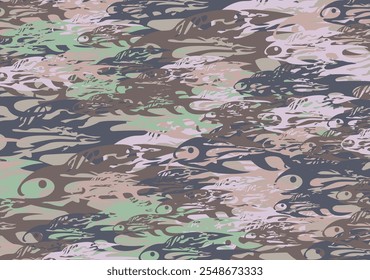 Camouflage backdrop created by fish elements for textiles or fabrics. Dark underwater motifs for fashion trends, business concepts, covers, scrapbooking, interiors, tiles, prints, dynamic posters