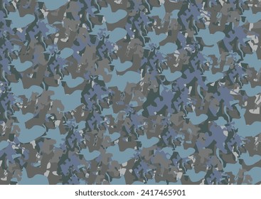 Camouflage backdrop in gray-blue tonality for fabrics or prints. Textured background for fashion, business concepts, covers, scrapbooking, interior solutions, backgrounds and textures, tiles, etc. 