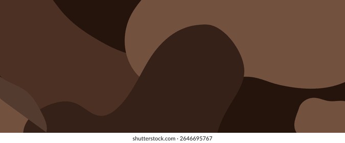 Camouflage background with brown and dark brown colors. The background features smooth, abstract shapes in brown tones. Camouflage background vector. Brown background.