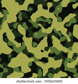 Camouflage Background, Green Military Camo pattern.Huge Seamless Woodland Camo Pattern Vector.