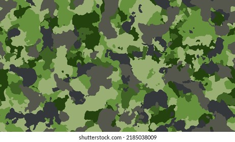 Camouflage background. Modern army texture. Military seamless pattern for textile. Green colorful poster. Multicolored combat design. Vector illustration.