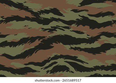 Fundo de camuflagem. Projeto de padrão sem emenda de camuflagem de caça ao vetor. Campanha digital. Caça de veados, floresta, textura de selva. Padrão contínuo de árvore realista