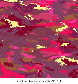 Camouflage background- vector illustration. Abstract pattern color eye gouge. Pink ladies print texture.