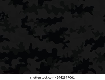 
Camouflage black background vector texture seamless modern pattern for textiles