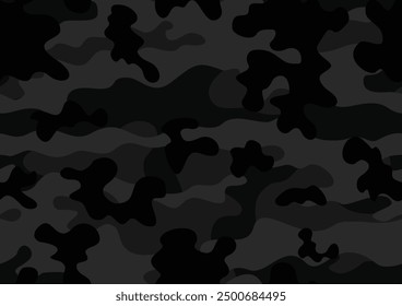 
camouflage black pattern dark gray background night texture seamless vector illustration