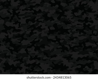 
camouflage black pattern vector seamless illustration, modern dark background