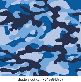 
Camouflage blue background vector illustration seamless pattern for textile