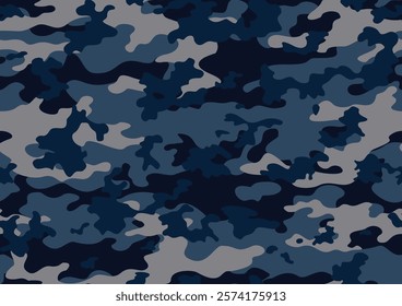 
camouflage blue military seamless pattern army navy background classic stylish print