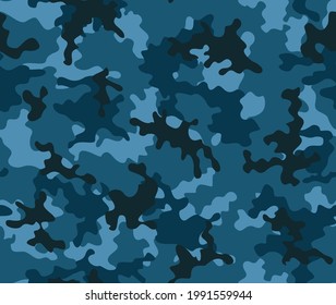 Camouflage Blue Pattern Army Naval Background Stock Vector (Royalty ...