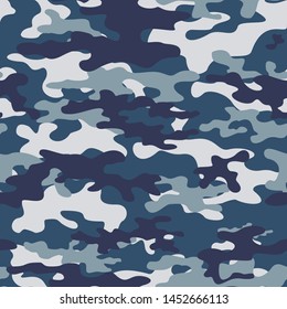 camouflage blue pattern seamless vector print