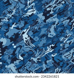 Camouflage blaues, nahtloses Muster. Moderne militärische Hintergrundstruktur.