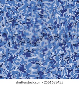 Camouflage blue seamless pattern modern military background texture grunge