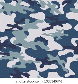 
camouflage blue seamless vector pattern for clothing and wallpaper