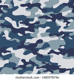 
Camouflage blue seamless vector pattern for printing clothes, fabrics. modern.