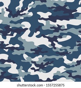 
Camouflage blue seamless vector pattern. Light liquid elements. Stylish design.