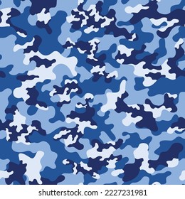 
Camouflage blue vector pattern, endless modern background. fashion print