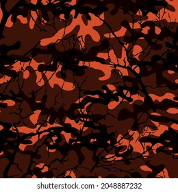 Camouflage with branches. Forest, nature. Hunting and fishing.