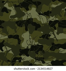 Camouflage with branches. Vector graphics. Clothes. Hunting and fishing.