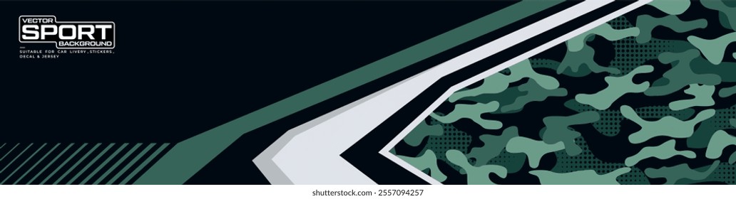 Camouflage car background design, abstract army motif for vehicle and sports car vinyl wrap, racing car, jersey, rally, and adventure.