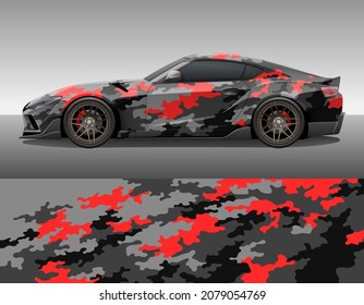 Camouflage car texture template for vinyl wrap and decal print. Classic camo military ornament.