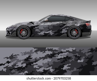 Camouflage car texture template for vinyl wrap and decal print. Classic camo military ornament.