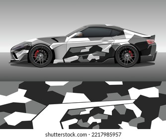 Camouflage car texture template for vinyl wrap and decal print. Geometric camo urban style ornament.