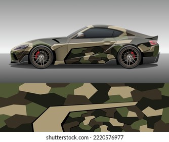 Camouflage car texture template for vinyl wrap and decal print. Geometric camo urban style ornament.