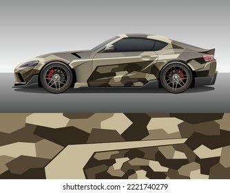 Plantilla de textura de coche de camuflaje para envoltura de vinilo e impresión de calcomanías. Ornamento de estilo urbano de camo geométrico.