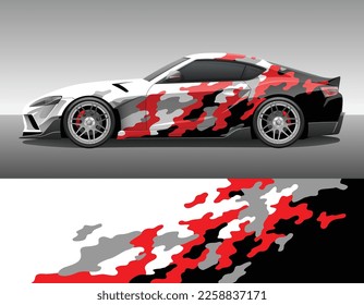 Camouflage car texture template for vinyl wrap and decal print. Classic camo military ornament. Vector illustration.