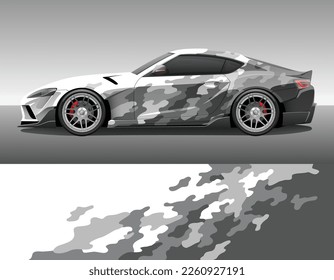 Camouflage car texture template for vinyl wrap and decal print. Classic camo military ornament. Vector illustration.