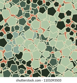 Camouflage cheerful pattern. Seamless chaotic texture. Multicolored pentagons. Fine mesh.