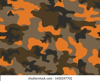 Camouflage classic brown.Military texture.Print on fabric on paper.Vector