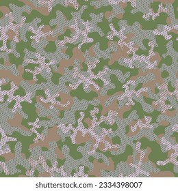 Camouflage Clothes Beige Repeated Creative Graphic Clouds. Green Camouflage Seamless Pattern. Desert Seamless Abstract Vector Camouflage. Khaki Seamless Color Vector Print. Camoflage