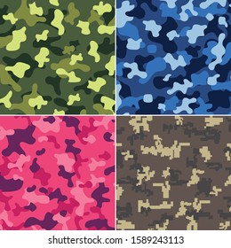 Camouflage collection: flat vector illustration set