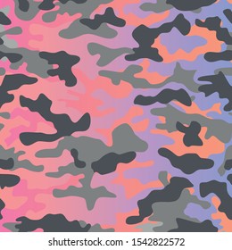 Camouflage color. Seamless pattern. Colorful camo vector ornament. Color splash abstract cartoon background. Banner design element. Vector.