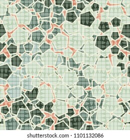 Camouflage consisting of pentagons. Seamless texture. Chaotic paints. A grid consisting of abstract shapes.