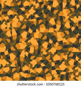 Camouflage consisting of right squares broken into color fragments and chaotically located. Pattern of a new type.