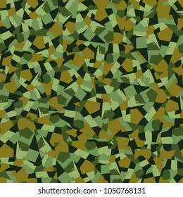 Camouflage consisting of right squares broken into color fragments and chaotically located. Pattern of a new type.