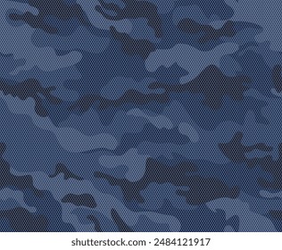 
camouflage dark blue background vector texture, fashion design