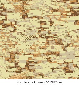 Camouflage desert disruptive block khaki seamless pattern .