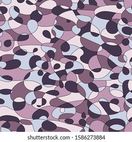Camouflage design. Abstract painting with pink, grey and purple spots. Vector seamless pattern. 
