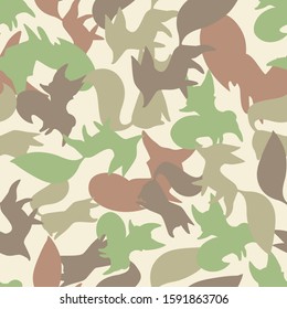 Camouflage design textile - Vector color seamless pattern of military background for army uniform