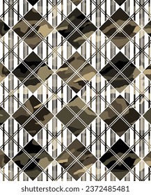 Camuflaje en diamantes diagonales con patrón de franjas verticales