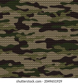 Camouflage digital pattern, green background, light spots, stylish texture. EPS