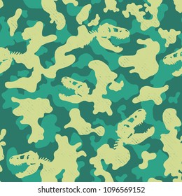 Camouflage dinosaurs vector seamless pattern Print