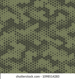 Camouflage dotted seamless pattern. Abstract geometric modern military fabric texture. Vector background. 