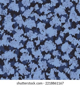 Camouflage Fabric Blue Repeated Abstract Vector Design. Black Seamless Artistic Vector Print. Green Seamless Color Graphic Pattern. Green Camouflage Seamless Pattern.