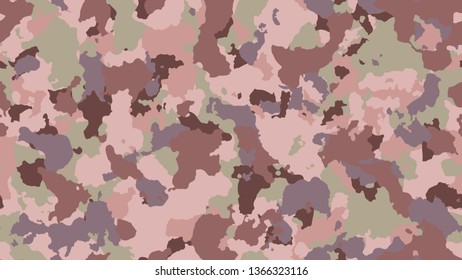 Camouflage fashion brown seamless pattern. Multicolor abstract army background. Military wallpaper. Urban city camo illustration for fabric, textile or prints - Vector.
